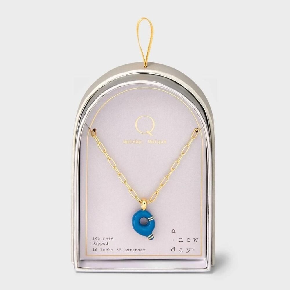 A New Day 14k Gold Dipped Enamel Initial Q Pendant Necklace